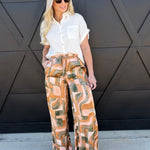 Dune Deco Drawstring Wide Leg Pants In Blushed Stone - Infinity Raine