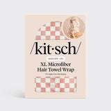 Kitsch Extra Large Quick-Dry Hair Towel Wrap- Terracotta Checker - Infinity Raine