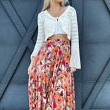 Floral Printed Mesh Ballerina Skirt In Khaki Olive - Infinity Raine