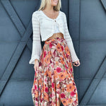 Floral Printed Mesh Ballerina Skirt In Khaki Olive - Infinity Raine