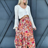 Floral Printed Mesh Ballerina Skirt In Khaki Olive - Infinity Raine