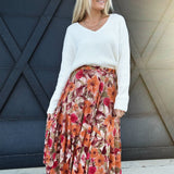 Floral Printed Mesh Ballerina Skirt In Khaki Olive - Infinity Raine