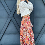 Floral Printed Mesh Ballerina Skirt In Khaki Olive - Infinity Raine