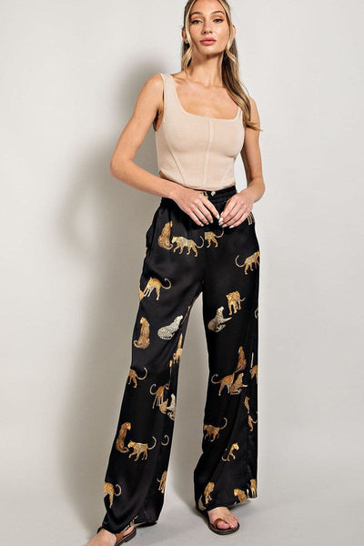 Leopard Print Pants-Black - Infinity Raine