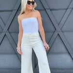 Cropped Straight Leg Pants In Bone - Infinity Raine