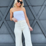 Cropped Straight Leg Pants In Bone - Infinity Raine