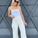 Cropped Straight Leg Pants In Bone - Infinity Raine