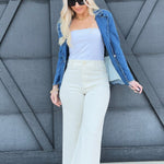 Cropped Straight Leg Pants In Bone - Infinity Raine