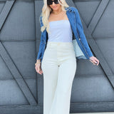 Cropped Straight Leg Pants In Bone - Infinity Raine