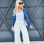 Cropped Straight Leg Pants In Bone - Infinity Raine