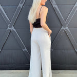 Flowy Straight Leg Tassel Pants In Oatmeal - Infinity Raine