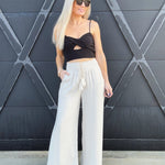 Flowy Straight Leg Tassel Pants In Oatmeal - Infinity Raine