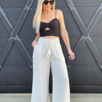 Flowy Straight Leg Tassel Pants In Oatmeal - Infinity Raine