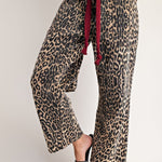 Mineral Washed Leopard Tie Waist Barrel Jeans - Infinity Raine