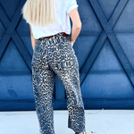 Mineral Washed Leopard Tie Waist Barrel Jeans - Infinity Raine
