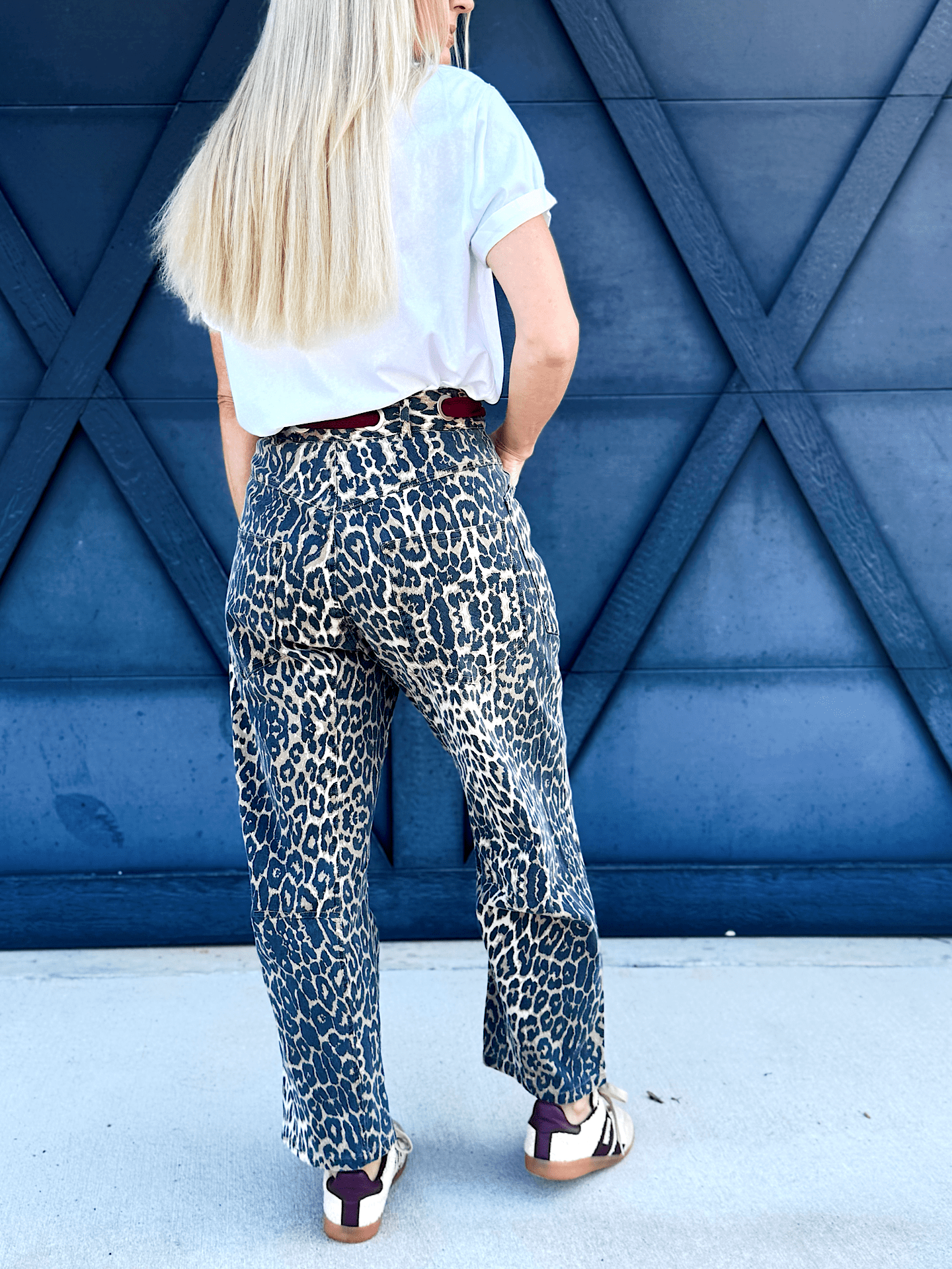 Mineral Washed Leopard Tie Waist Barrel Jeans - Infinity Raine