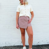 Soft Washed Striped Mini Skirt In Cranberry - Infinity Raine