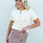 Soft Washed Striped Mini Skirt In Cranberry - Infinity Raine