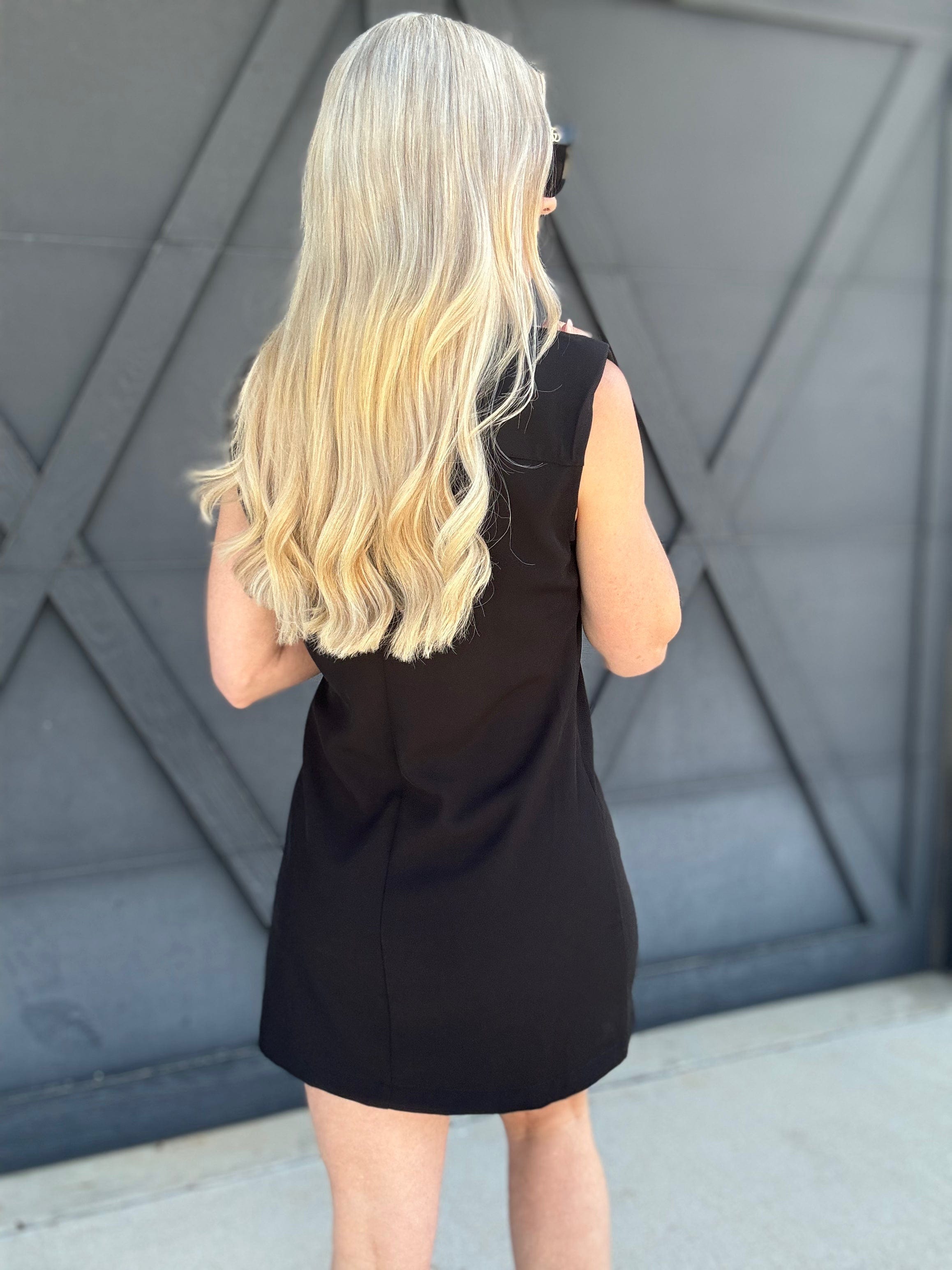 Contrasting Collar Mini Dress In Black - Infinity Raine