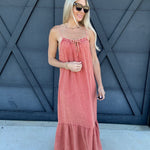 ee:some Dresses Cotton Gauze Midi Dress In Smoked Salmon
