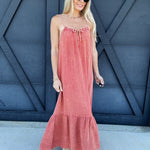 ee:some Dresses Cotton Gauze Midi Dress In Smoked Salmon
