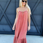 ee:some Dresses Cotton Gauze Midi Dress In Smoked Salmon