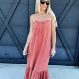 ee:some Dresses Cotton Gauze Midi Dress In Smoked Salmon