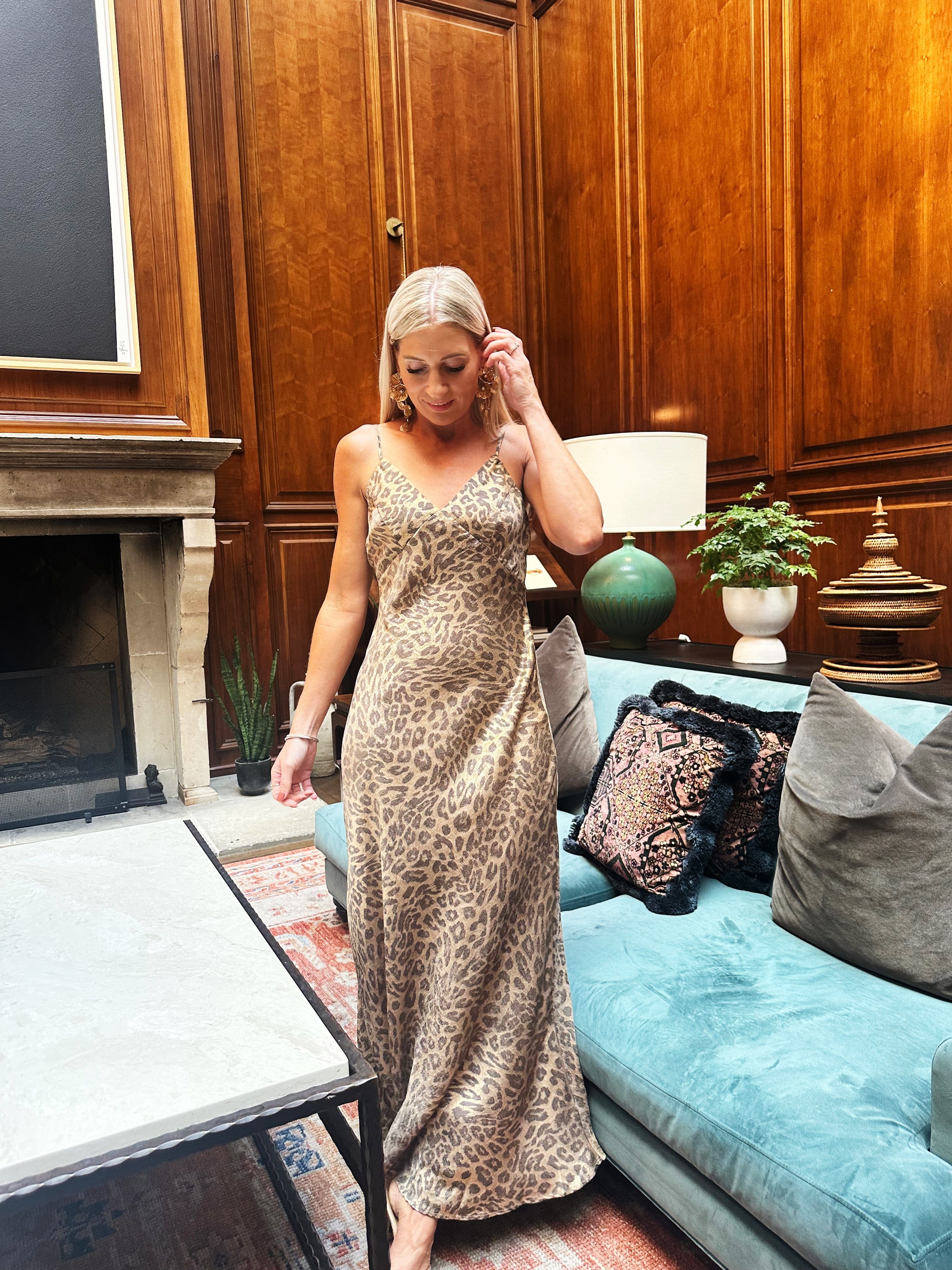 ee:some Dresses Golden Leopard Maxi In Metallic