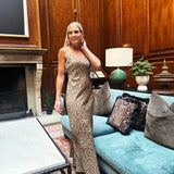 ee:some Dresses Golden Leopard Maxi In Metallic