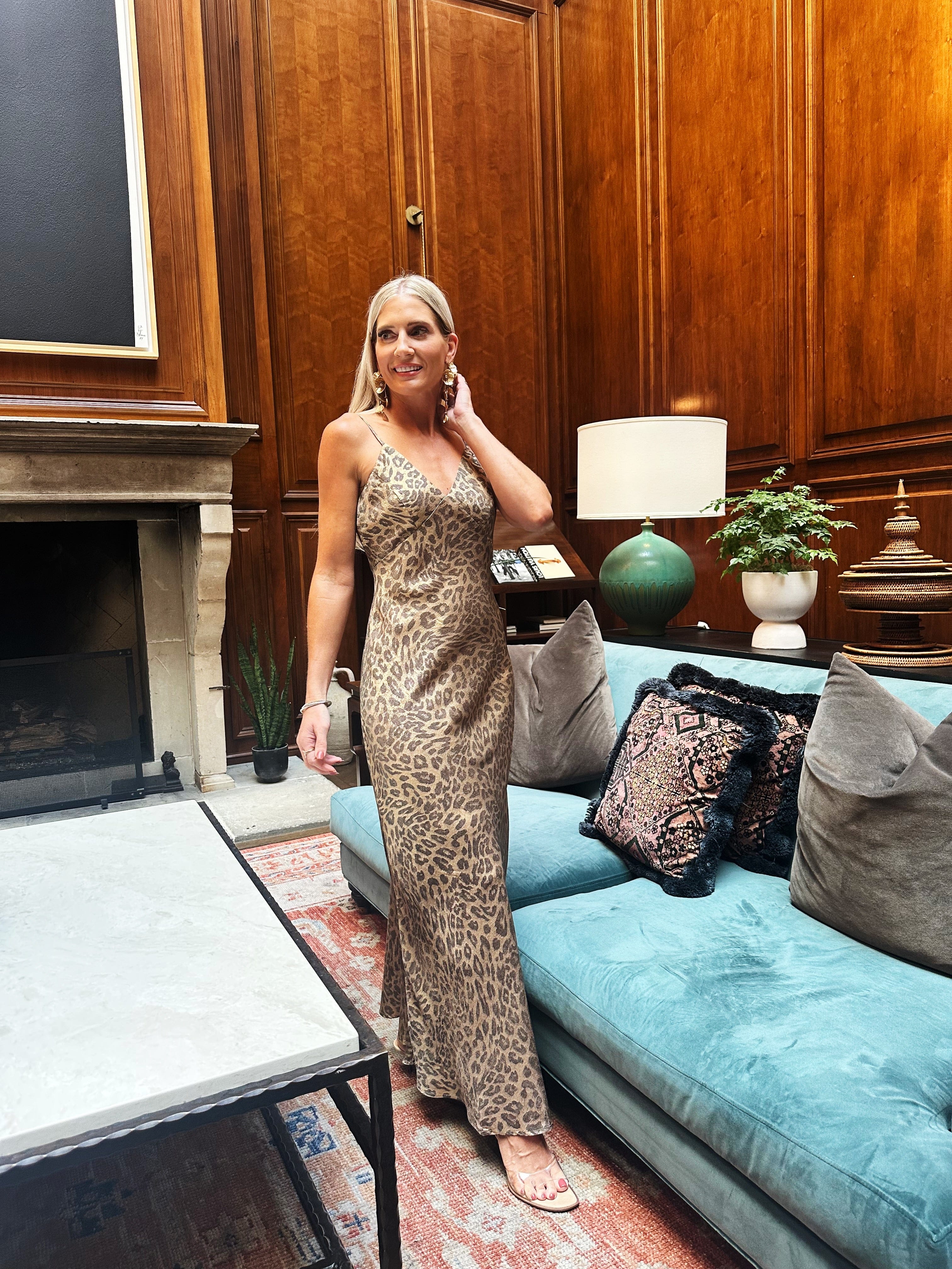 ee:some Dresses Golden Leopard Maxi In Metallic