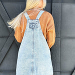 Washed Mini Overall Dress In Starlight Blue - Infinity Raine