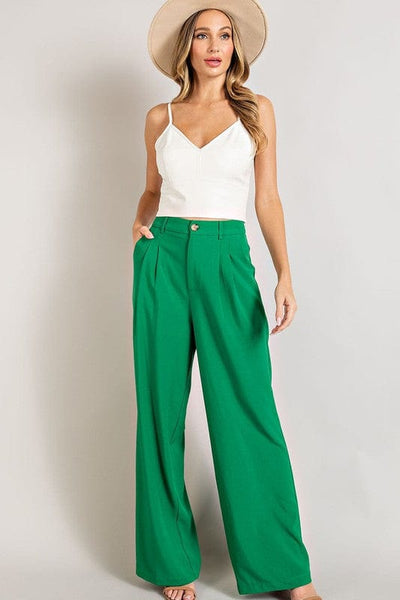Fashion Forward Straight Leg Pants-Kelly Green - Infinity Raine