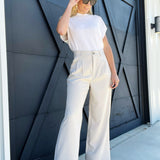 Fashion Forward Straight Leg Pants in Oatmeal - Infinity Raine