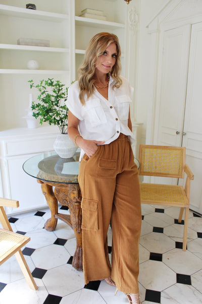 Mineral Washed Cargo Pants-Clay - Infinity Raine