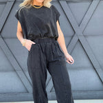 Mineral Washed Jogger Set In Ash Black - Infinity Raine