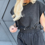 Mineral Washed Jogger Set In Ash Black - Infinity Raine