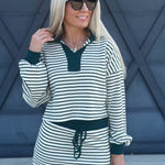 Stripe Skort Set In Hunter Green - Infinity Raine