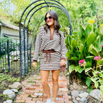 ee:some Sets Striped Skort Set In Mocha Cream
