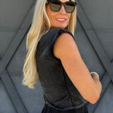 Wrap Top And Jogger Pants Set In Ash Black - Infinity Raine