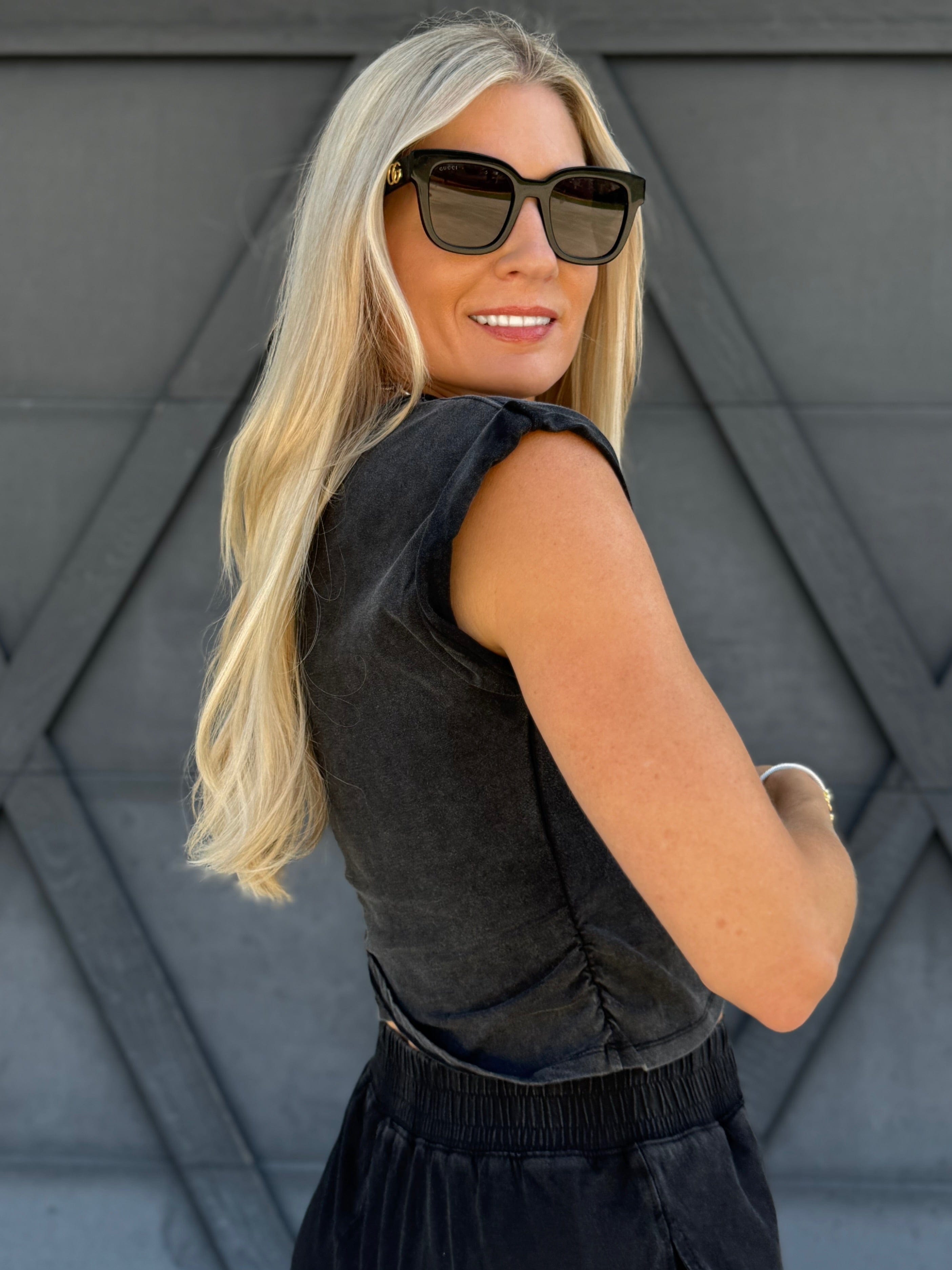 Wrap Top And Jogger Pants Set In Ash Black - Infinity Raine