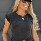 Wrap Top And Jogger Pants Set In Ash Black - Infinity Raine