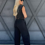 Wrap Top And Jogger Pants Set In Ash Black - Infinity Raine