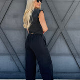 Wrap Top And Jogger Pants Set In Ash Black - Infinity Raine