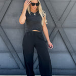 Wrap Top And Jogger Pants Set In Ash Black - Infinity Raine