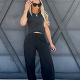 Wrap Top And Jogger Pants Set In Ash Black - Infinity Raine