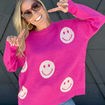 Smile Sweater-Hot Pink - Infinity Raine