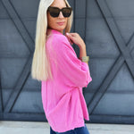 Cotton Gauze 3/4 Sleeve Top In Pink - Infinity Raine