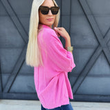 Cotton Gauze 3/4 Sleeve Top In Pink - Infinity Raine