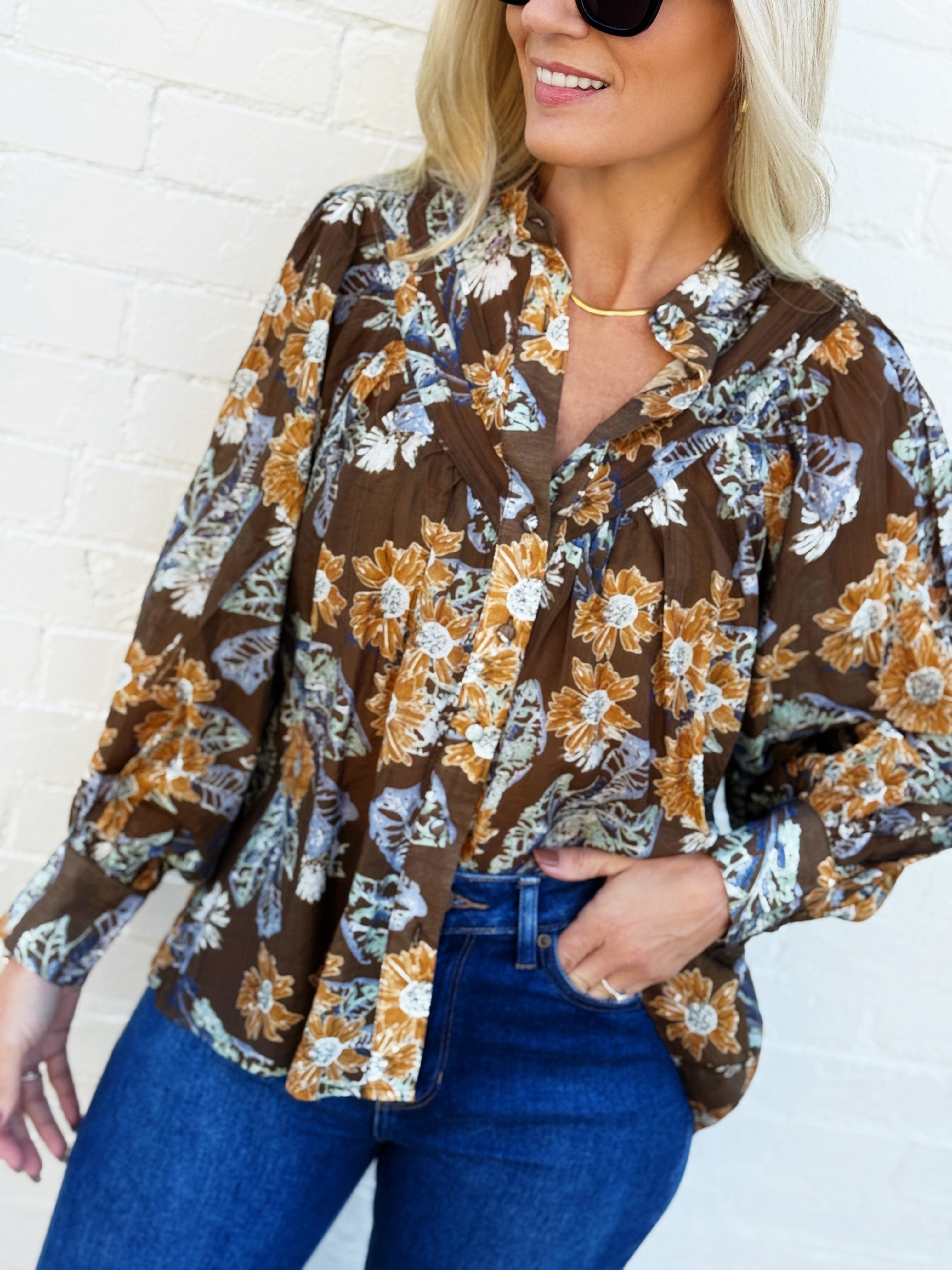 ee:some Tops - Blouses Floral Blouse In Mocha Bloom