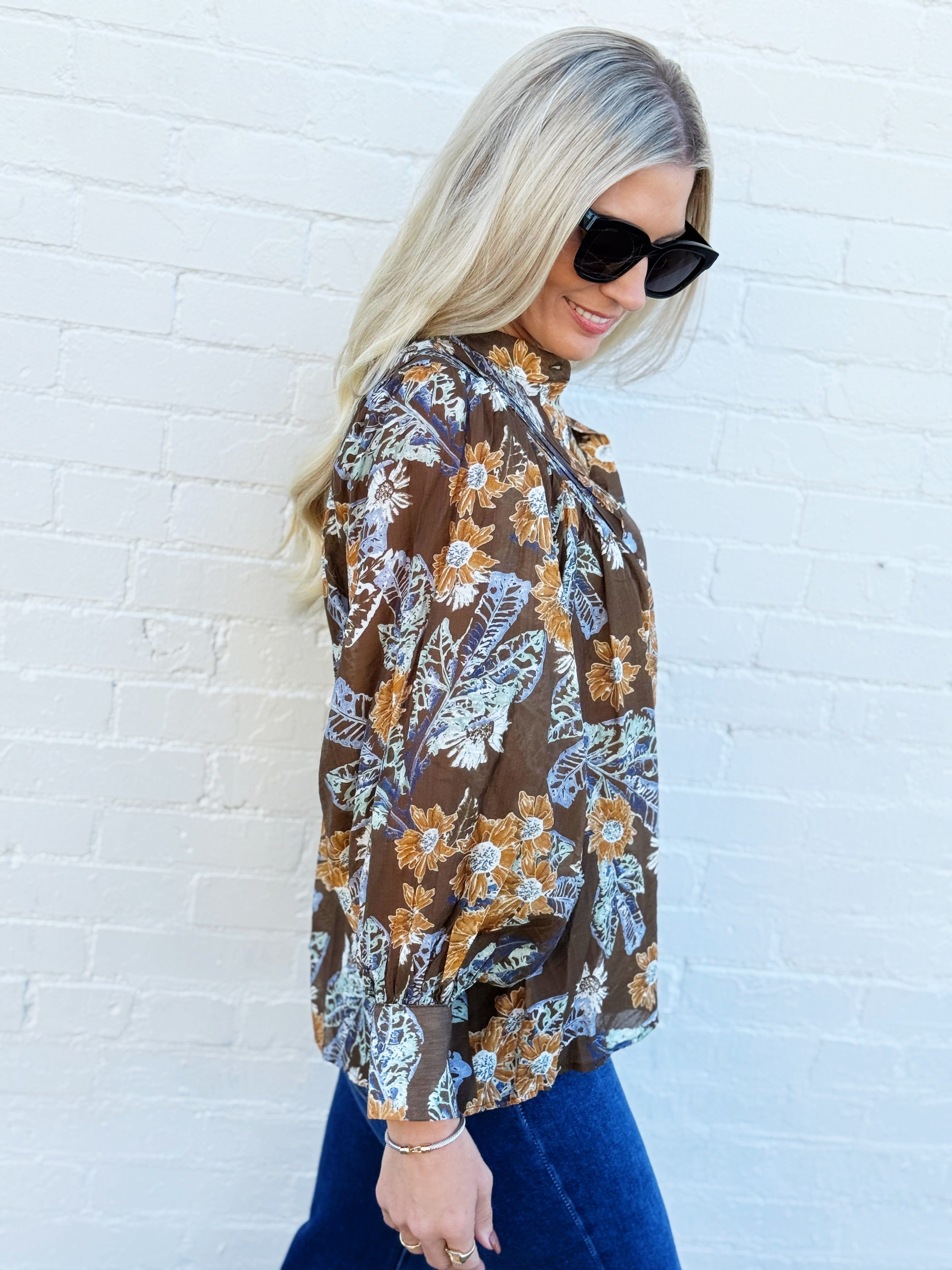 ee:some Tops - Blouses Floral Blouse In Mocha Bloom